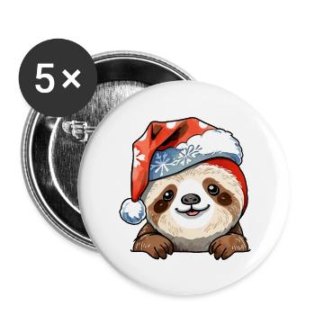 Dessin de Noël paresseux - Lot de 5 grands badges (56 mm) - blanc - Devant