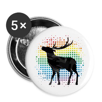 Cerf - Lot de 5 grands badges (56 mm) - blanc - Devant