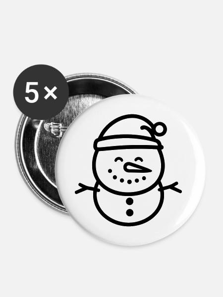 Schneemann - Buttons groß 56 mm (5er Pack) - Weiß