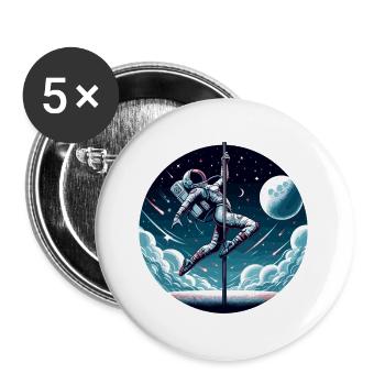 Pole Dance Astronaut Pole Dance Gift - Buttons large 2.2''/56 mm (5-pack) - white - Front