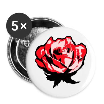 Jolie belle fleur de rose feuille roses romantique - Lot de 5 grands badges (56 mm) - blanc - Devant