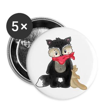Raccoon with Comforter - Buttons large 2.2''/56 mm (5-pack) - white - Front