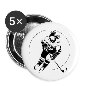 Équipe de joueurs de hockey - Lot de 5 grands badges (56 mm) - blanc - Devant