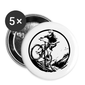 Mountain Bike Bicycle Man - Buttons large 2.2''/56 mm (5-pack) - white - Front