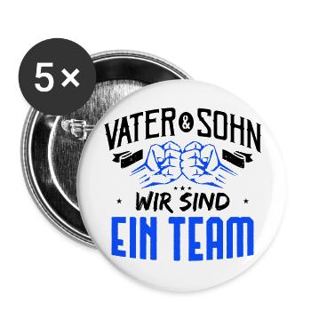 Vater und Sohn wir sind ein Team - Buttons groß 56 mm (5er Pack) - Weiß - Vorne