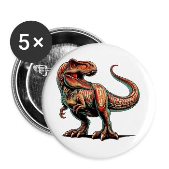 Dinosaur - Buttons large 2.2''/56 mm (5-pack) - white - Front