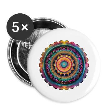 Futuristisches Mandala - Buttons groß 56 mm (5er Pack) - Weiß - Vorne