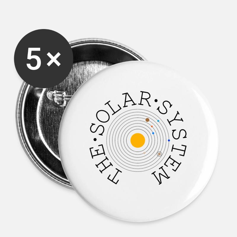 The Solar System (black) - Buttons groß 56 mm (5er Pack) - Weiß