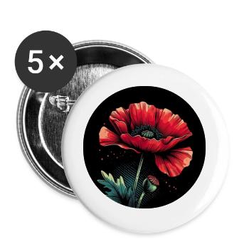 Mohnblume rot - Buttons groß 56 mm (5er Pack) - Weiß - Vorne