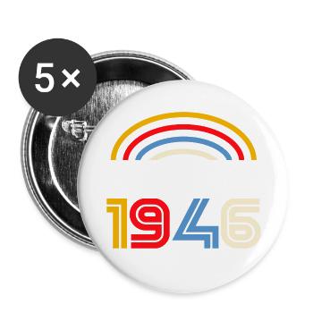 79. Jubiläum - legendär seit November 1946 - Buttons groß 56 mm (5er Pack) - Weiß - Vorne