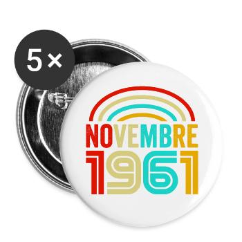 64e anniversaire - Légendaire depuis novembre 1961 - Lot de 5 grands badges (56 mm) - blanc - Devant