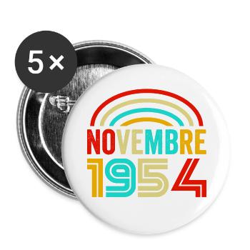 Millésime Novembre 1954 vintage - Lot de 5 grands badges (56 mm) - blanc - Devant