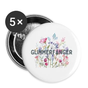 Fleurs | Autocollants | Capteur de mica - Lot de 5 grands badges (56 mm) - blanc - Devant