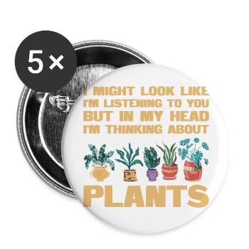 In Gedanken bei meinen Pflanzen - Buttons groß 56 mm (5er Pack) - Weiß - Vorne