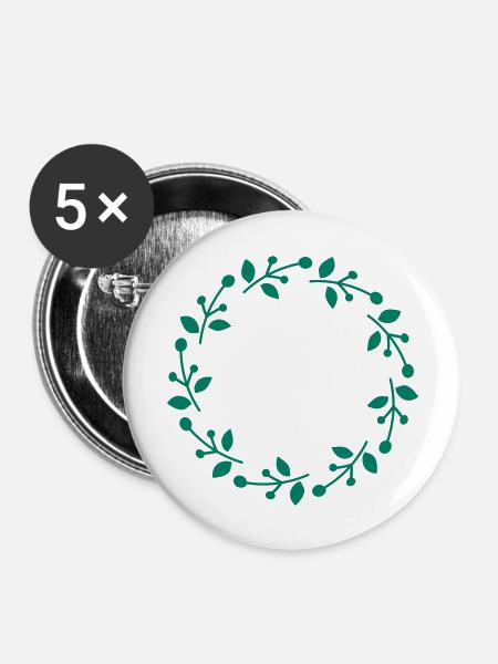 Weihnachtskranz - Buttons groß 56 mm (5er Pack) - Weiß