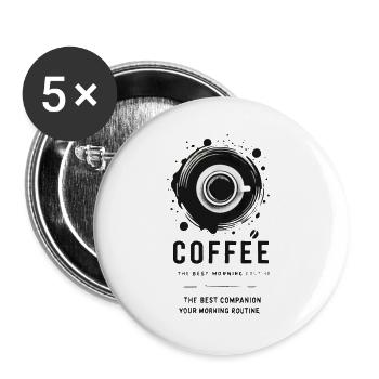 3 Coffee: the best companion for your morning rout - Buttons large 2.2''/56 mm (5-pack) - white - Front