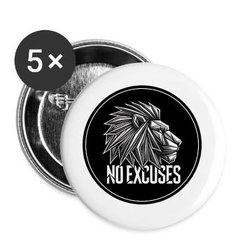 Geometrischer Löwe No Excuses - Buttons groß 56 mm (5er Pack) - Weiß - Vorne