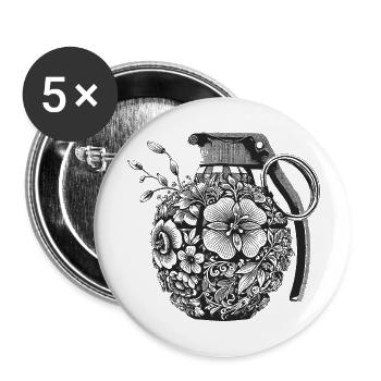 Blumen Granate - Buttons groß 56 mm (5er Pack) - Weiß - Vorne