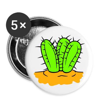 3 Cactus Plants Prickly Spiny Cacti Desert - Buttons large 2.2''/56 mm (5-pack) - white - Front