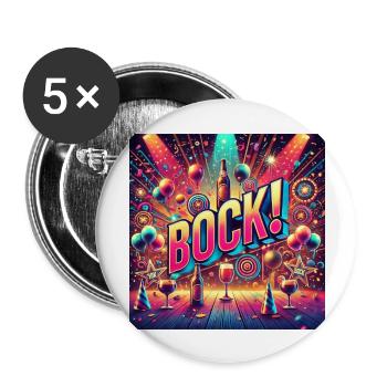 Bist du durch? Hast du BOCK! - Buttons groß 56 mm (5er Pack) - Weiß - Vorne