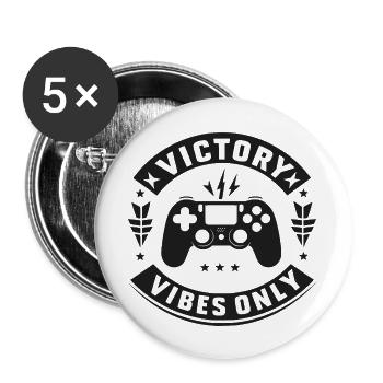 Victory Vibes Only - Buttons large 2.2''/56 mm (5-pack) - white - Front