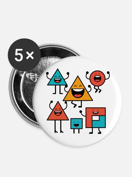 Design "Geo Laughics" - Buttons groß 56 mm (5er Pack) - Weiß