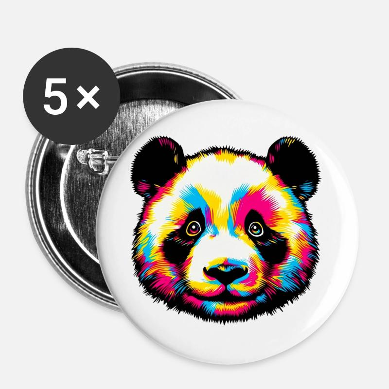 Panda - Buttons groß 56 mm (5er Pack) - Weiß