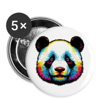 Panda - Buttons groß 56 mm (5er Pack) - Weiß - Vorne