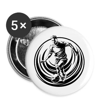 Footballer Soccer Player Man Silhouette - Buttons large 2.2''/56 mm (5-pack) - white - Front