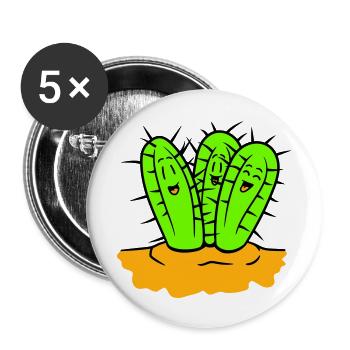 3 Cacti Friends Cactus Faces Prickly Desert - Buttons large 2.2''/56 mm (5-pack) - white - Front