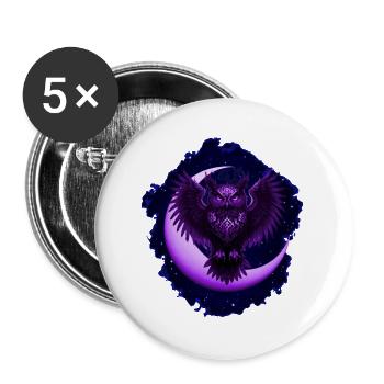 eulen, Sternenmuster, Mondsichel - Buttons groß 56 mm (5er Pack) - Weiß - Vorne