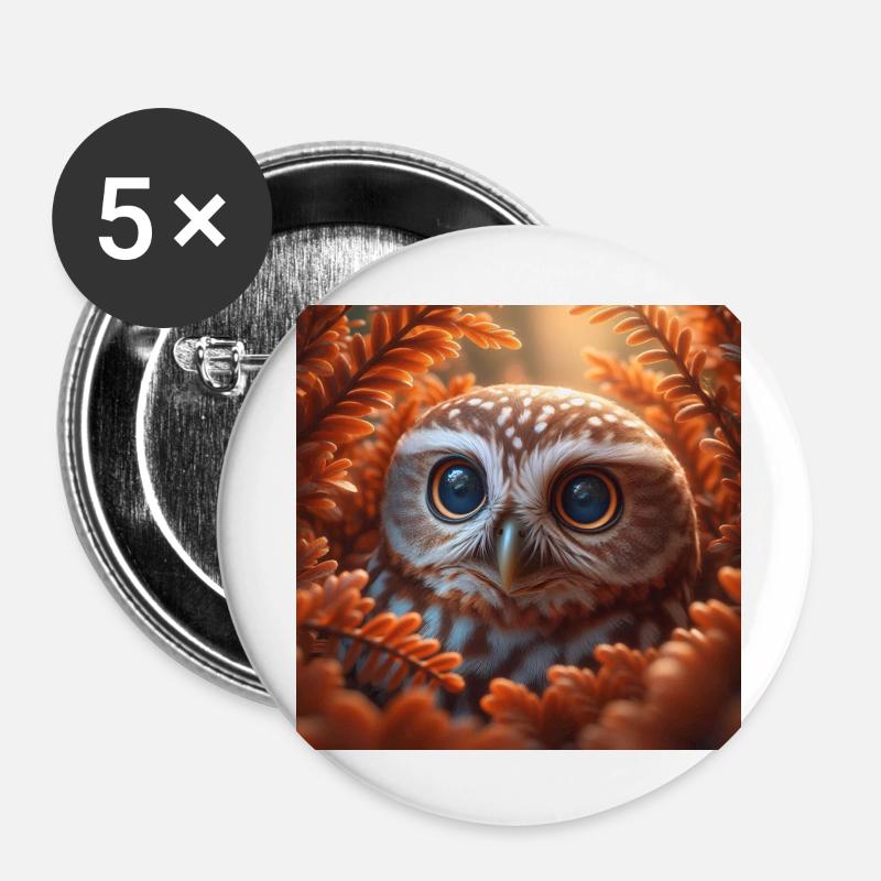 Autumn owl - Buttons large 2.2''/56 mm (5-pack) - white