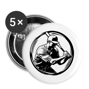 Baseball Homme Silhouette - Lot de 5 grands badges (56 mm) - blanc - Devant