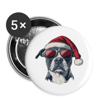 American Staffordshire Terrier xmas - Buttons large 2.2''/56 mm (5-pack) - white - Front