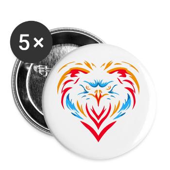 Bird of Prey in heart - Buttons large 2.2''/56 mm (5-pack) - white - Front