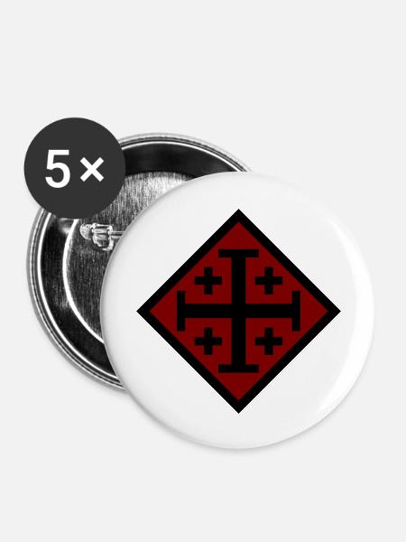 Kreuz von Jerusalem - Buttons groß 56 mm (5er Pack) - Weiß