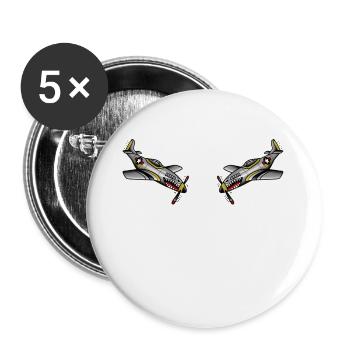 Avion de chasse old school tattoo - Lot de 5 grands badges (56 mm) - blanc - Devant
