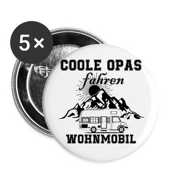 Camping camping-car caravane dicton amusant - Lot de 5 grands badges (56 mm) - blanc - Devant