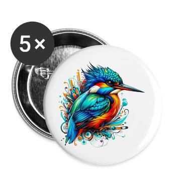 Martin-pêcheur - Lot de 5 grands badges (56 mm) - blanc - Devant