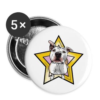 American Staffordshire Terrier mit Stern als Comic - Buttons groß 56 mm (5er Pack) - Weiß - Vorne