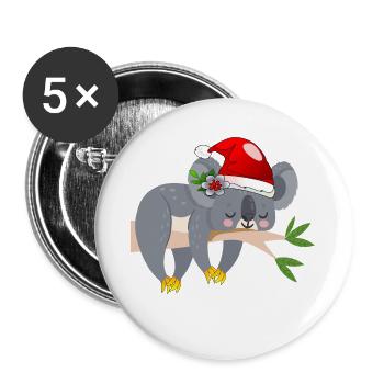 WEIHNACHTEN KOALA BÄR - Buttons groß 56 mm (5er Pack) - Weiß - Vorne