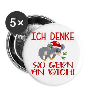 WEIHNACHTEN BEZIEHUNG - ICH DENKE AN DICH - Buttons groß 56 mm (5er Pack) - Weiß - Vorne