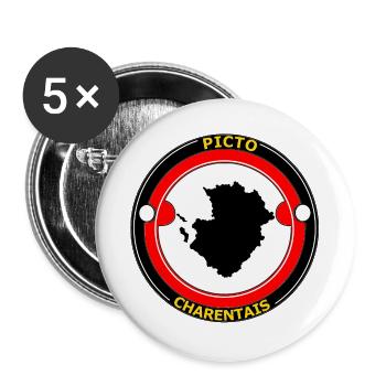 Picto-Charentais - Lot de 5 grands badges (56 mm) - blanc - Devant