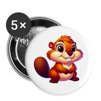 Beaver - Buttons large 2.2''/56 mm (5-pack) - white - Front