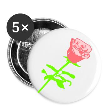 Jolie belle fleur de rose feuille roses romantique - Lot de 5 grands badges (56 mm) - blanc - Devant