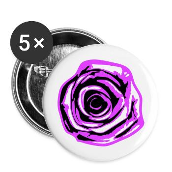 Jolie belle fleur de rose feuille roses romantique - Lot de 5 grands badges (56 mm) - blanc - Devant