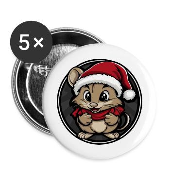 Mouse Christmas Animal - Buttons large 2.2''/56 mm (5-pack) - white - Front