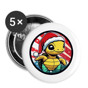 Turtle Christmas Animal - Buttons large 2.2''/56 mm (5-pack) - white - Front