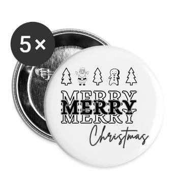 Merrry Christmas symbols - Buttons large 2.2''/56 mm (5-pack) - white - Front