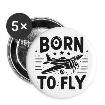 Born to Fly - Buttons large 2.2''/56 mm (5-pack) - white - Front